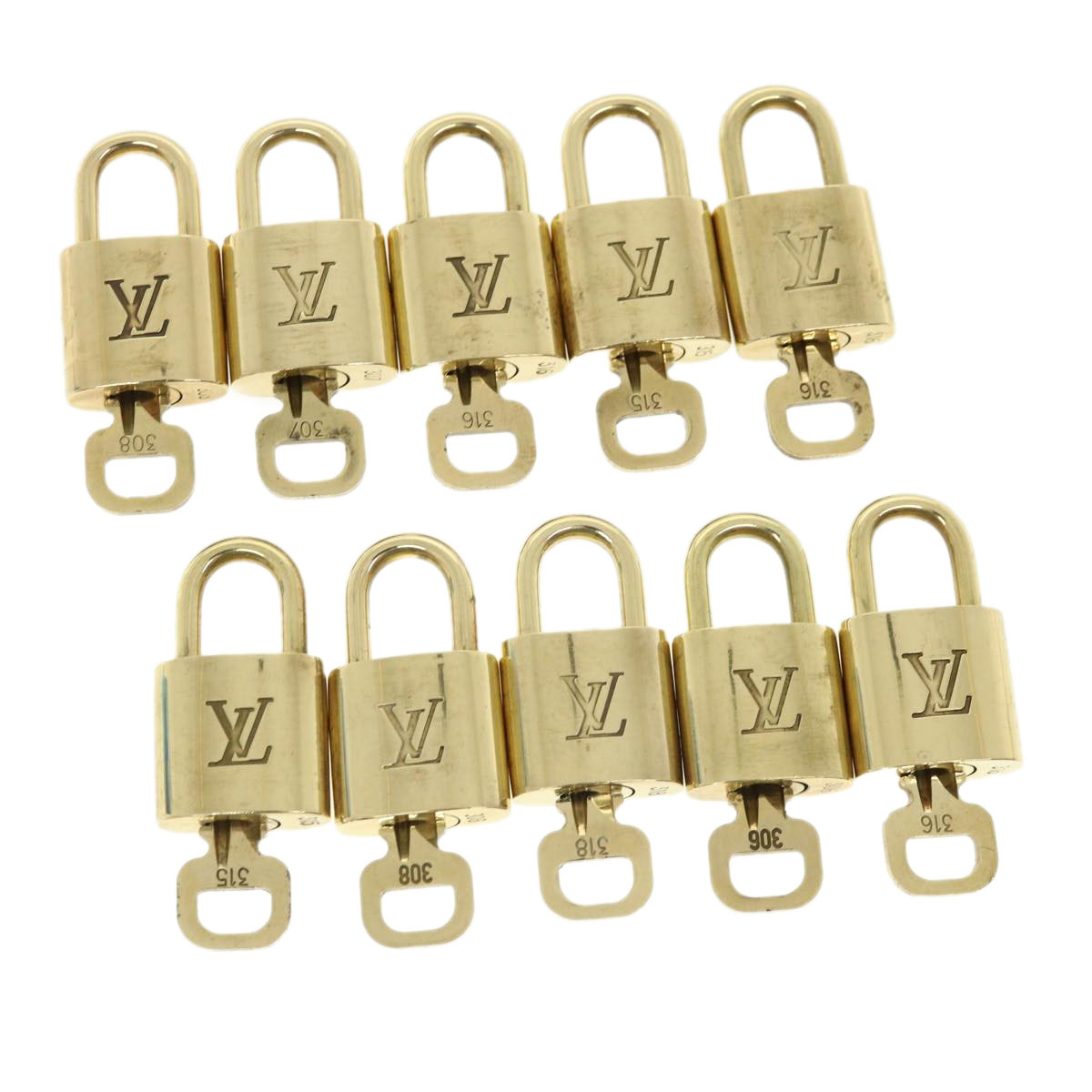 Louis Vuitton Padlock 10set Gold Tone Lv Auth 32701